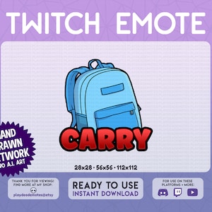 Blue CARRY Emote | Blue + Red Carry Emote | red carry text emote, backpack emote, blue carried emote, funny text emote, twitch gaming emotes