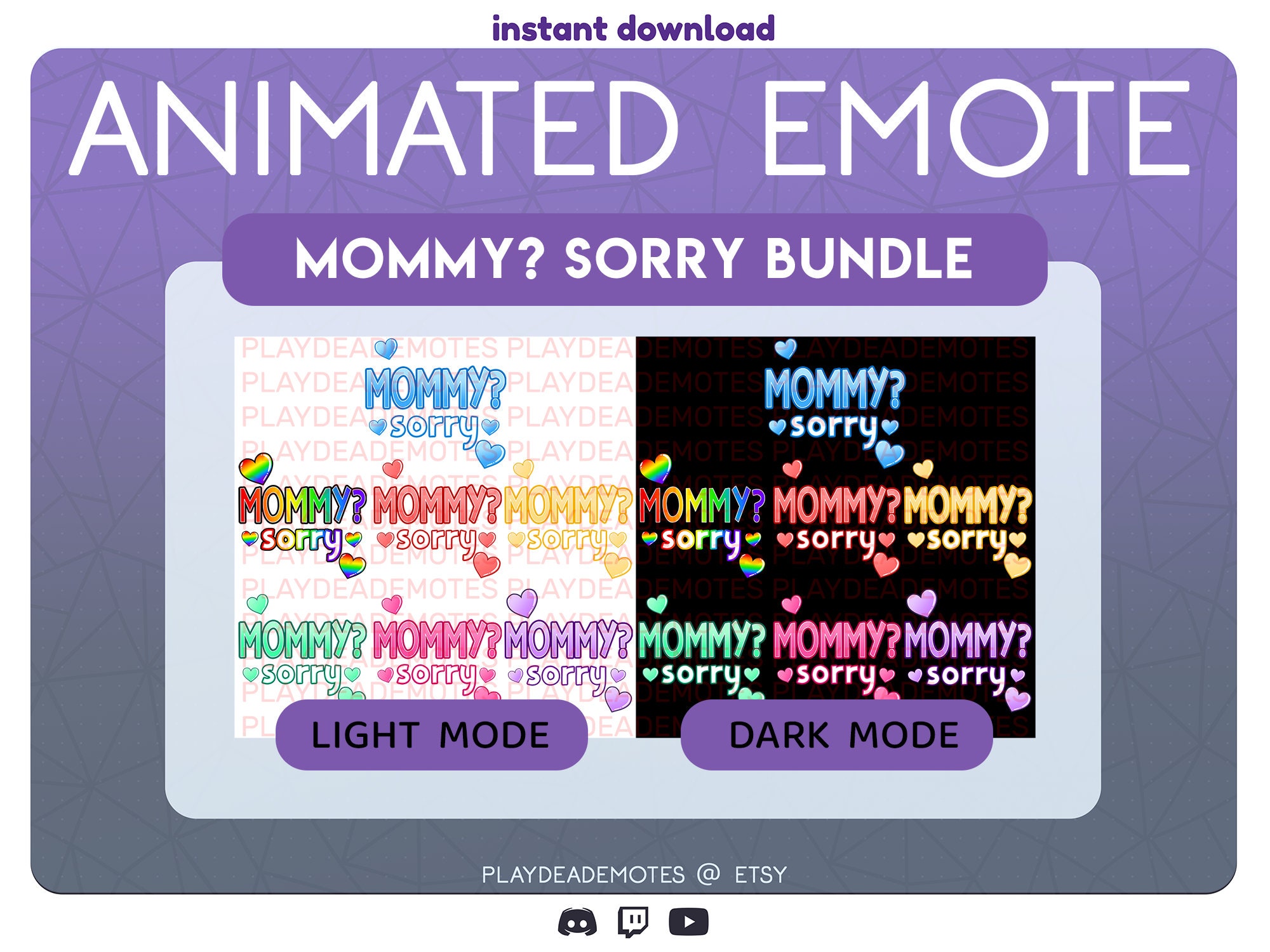 7 ANIMATED + 7 STATIC Mommy? Sorry Twitch Emote Bundle | Kawaii ...