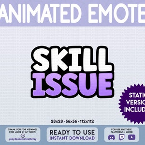 SKILL ISSUE Animated Emote | funny violet skill issue emote, pastel purple animated text emotes by PlayDeadEmotes | color: [pv] pastelviolet