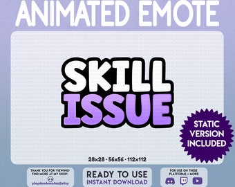 SKILL ISSUE Animated Emote | funny violet skill issue emote, pastel purple animated text emotes by PlayDeadEmotes | color: [pv] pastelviolet