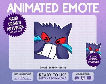 Animated Gengar Cry Emote | ANIMATED + STATIC pokemon gengar emote, gengar crying emote, animated pokemon emotes, sobbing sad gengar emote