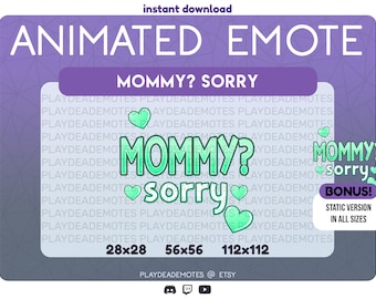 ANIMATED + STATIC Mint Green Mommy? Sorry Twitch Emote | Mommy Sorry TikTok Meme Emotes for Twitch and Discord, Pastel Mint Green