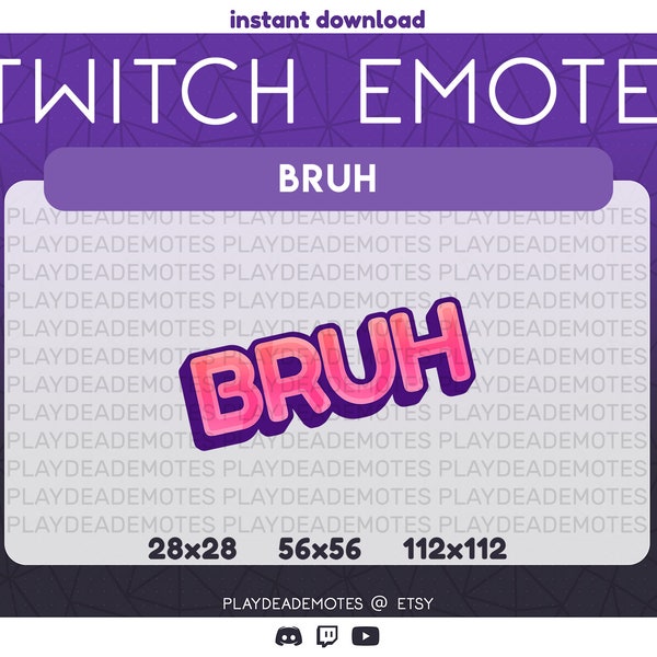 Cute Pink BRUH Twitch Emote | Kawaii Purple and Pink Bruh Discord Emotes | Instant Download Twitch Graphics, Bold Pink Bruh Emote for Stream