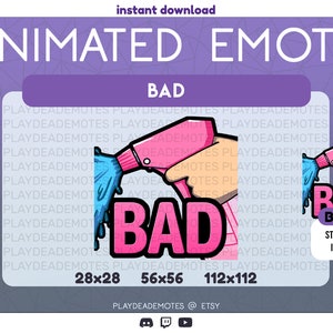 ANIMATED + STATIC Pink Spray Bottle BAD Emotes | Animated in 3 Speeds! | Animated Emote + Static Emotes for Twitch, Discord & More
