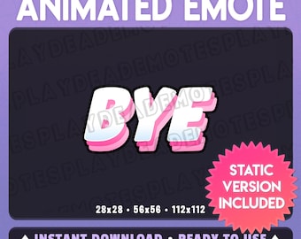 Animated BYE AESTHETIC EMOTE | animated + static version included; soft pink kawaii aesthetic bye animated text emote by PlayDeadEmotes [sp]
