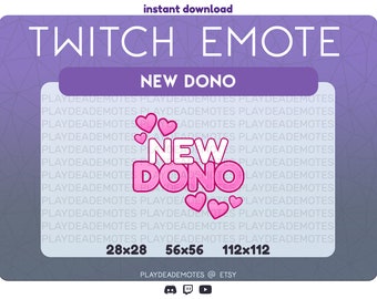 Pink NEW DONO Emote | Kawaii cute pink new donation emote, pink and white new dono emote with hearts | Pink new donation dono twitch emote