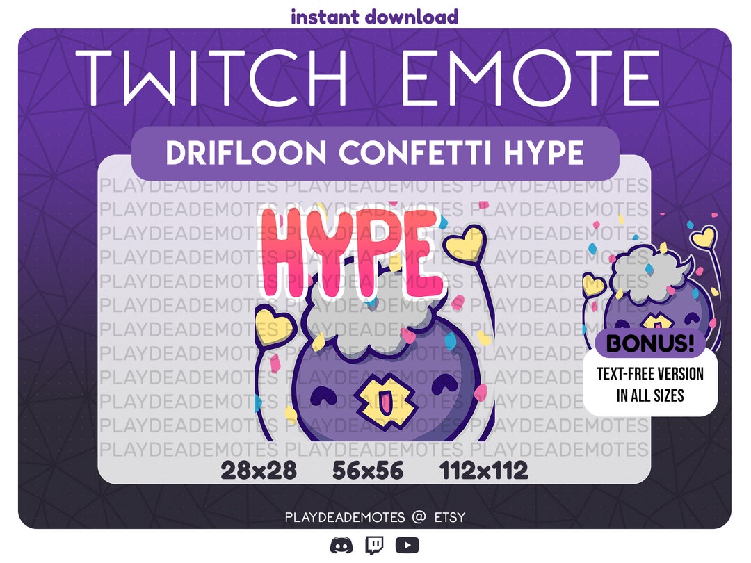 Confetti Drifloon HYPE Twitch Emote Hype Drifloon Confetti Discord Emotes Instant Download