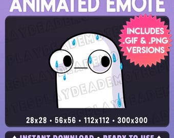 Animated Ghost Side Eye Nervous Suspicious Sweating Emote (Animated+Static) (Digital Download)
