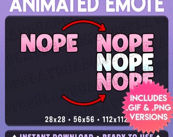 Animated NOPE NOPE NOPE Emote in Soft Pink + White | (Ani+Static) (Digital Download) | [sp]