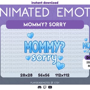 ANIMOWANE + STATYCZNE Blue Mommy? Przepraszam Twitch Emote | Mommy Sorry TikTok Meme Emotes dla Twitch i Discord |