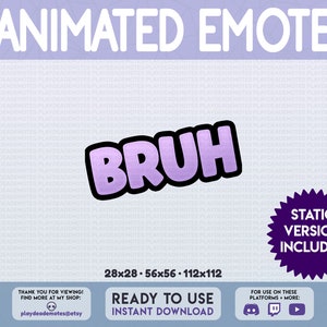 BRUH ANIMATED EMOTE | animated + static versions included, dusty pastel purple bruh text emotes by PlayDeadEmotes | color: [pv] pastelviolet