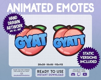 Animated GYATT Peach Emotes | ANIMATED + STATIC Gyat Peach Emotes | gyatdamn gyatt damn juicy peach meme emote, funny animated text emote