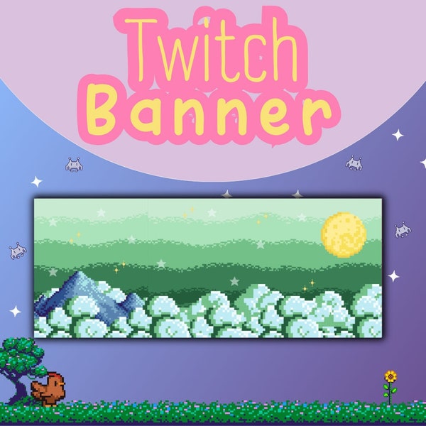 Twitch banner pixel groen hemel | Twitch Banner met Groene Magie | Twitch banner | Banner twitch | Pixel twitch | Pixel banner |