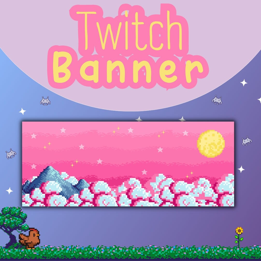 Twitch Banner Pixel Roze Hemel | Twitch Banner Met Roze Magie | Twitch ...