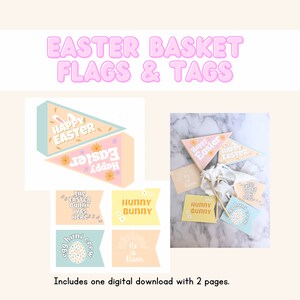 Banderas y etiquetas de cestas de Pascua
