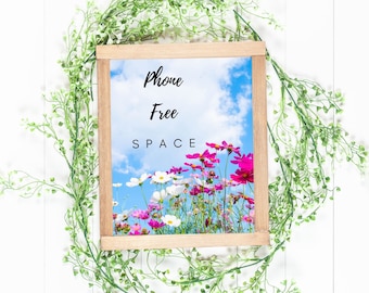 Printable Cell Phone Free Space, Cell Phone Free Zone, Phone Free Area, No Phone Please, Unplugged sign, Cell Phone Sign