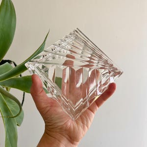 Vintage Crystal Glass Jewelry Box - Decorative Keepsake Storage - Retro Glassware - Vintage Home Decor - Pretty Vanity Display