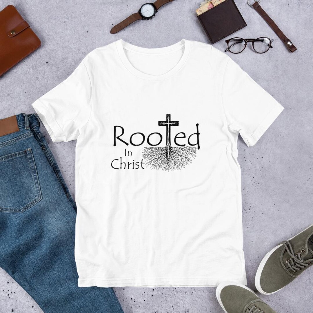 Rooted in Christ - Cross Roots - Religious Tee - Etsy