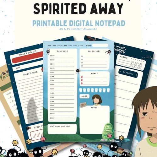 Cute Anime Printable Digital Planner Journal Daily - Etsy