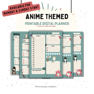 Cute Anime Planner | Back To School | Undated Templates | Printable Undated Digital Planner 2023 2024