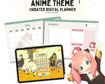 Kawaii Anime Undated Digital Planner: Daily, Weekly, Monthly (A4/A5 PDF)