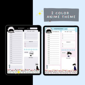 Anime Planner - Tages-, Wochen-, Monats- und Workout-druckbarer digitaler Planer | Manga