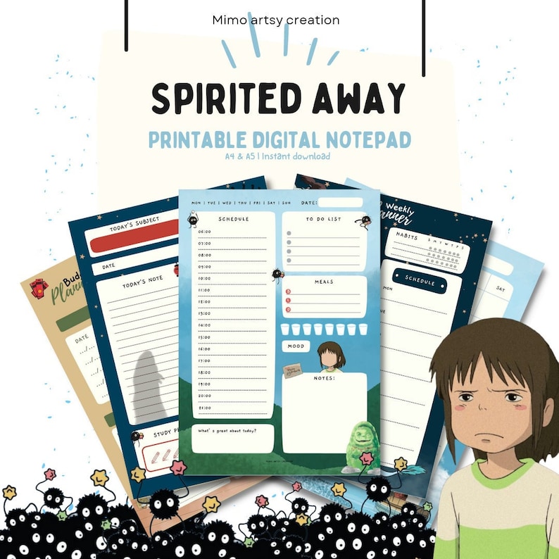 Cute Anime Printable Digital Planner Journal Daily - Etsy