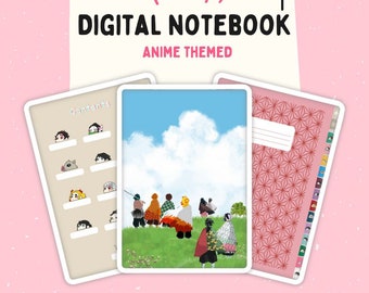 Anime Digital Notebook: Tabbed Sections for Goodnotes, Notability (PDF)