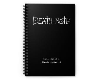 Cuaderno negro con nombre personalizado inspirado en anime/diario de escritura personalizado