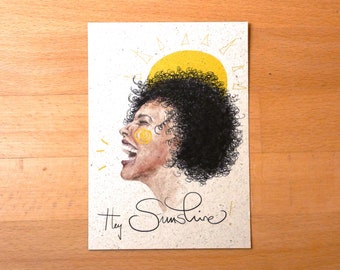 Postkarte A6 Graspapier "hey sunshine"