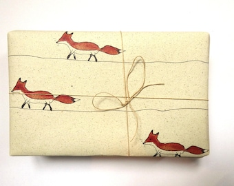 Graspapier-Geschenkpapier "Fuchs-Spaziergang" 50x70cm