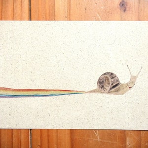 Postkarte A6 Graspapier "Regenbogen-Schnecke"