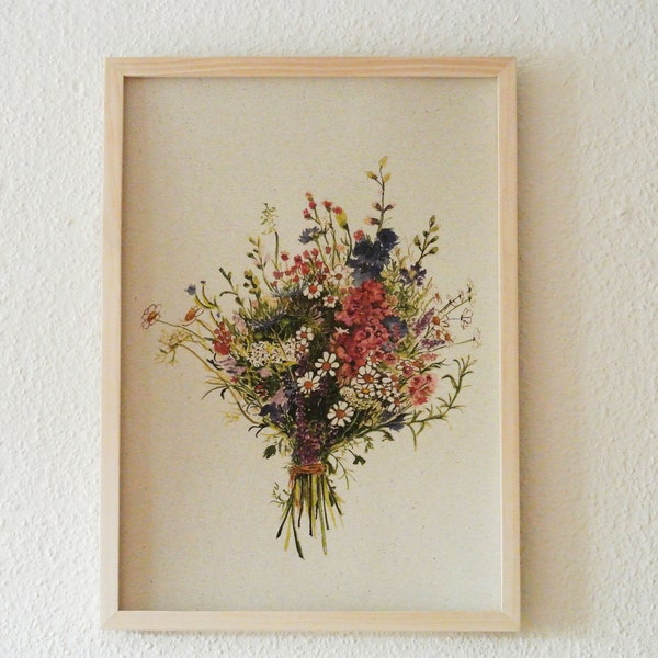 Kunstdruck Graspapier A3 "Wild- & Wiesenblumenstrauß"