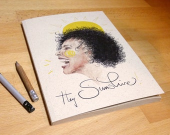 Notizbuch "Hey Sunshine" Softcover, Graspapier, A5, 50 Blatt