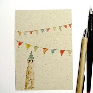 Postkarte A6 Graspapier "Party-Erdmännchen"