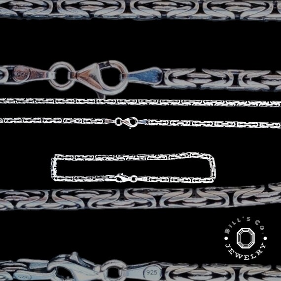 Italian Rounded Box and Byzantine Chain Bracelet Black Rhodium Finished Silver Brushed Italian Rounded Box and Byzantine Chain Bracelet Black Rhodium Finished Silver Brushed
