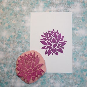 Succulent tampon en caoutchouc sculpté à la main pour scrapbbokig, timbre botanique echeveria pour bullet journal, décor pour invitations de mariage boho