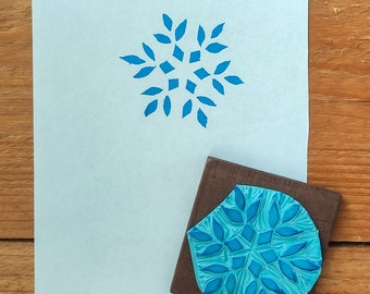 Snowflake hand carved rubber stamp for Christmas card, handmade stempel for Xmas