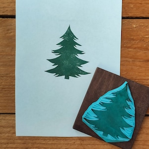 Christmas tree hand carved rubber stamp for cardmaking, handmade stempel for Xmas