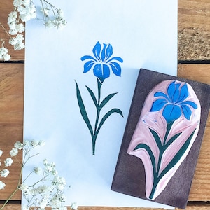 Sello de goma Iris tallado a mano para scrapbooking, sello de flores silvestres para creadores de tarjetas, decoración de invitaciones de boda boho