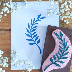 LorbeerZweig handgeschnitzt Stempel für Bullet Journal, Siegel für Scrapbooking, botanische Kunst, Boho Hochzeit, rustikales Dekor, Papier ornament