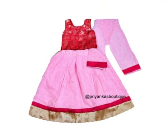 Pink Lehenga Choli Set, Ready To Wear Kids Lehenga, Indian Festive Wear, Girl Pavadai Set, Designer Girls Lehenga Choli, Girls Ethnic Dress