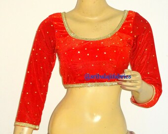 Readymade Velvet Saree Blouse, Readymade Saree Blouse, Indian Blouse , Ready To Wear Short Top, ,  Women's Traditional Saree Sari Blouse