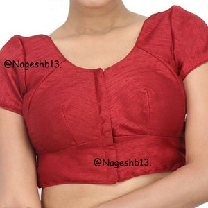 Marron Saree Blouse, Readymade Saree Blouse, Indian Blouse , Ready To Wear hort Top, ,  Women&#39;s Traditional Saree Sari Blouse