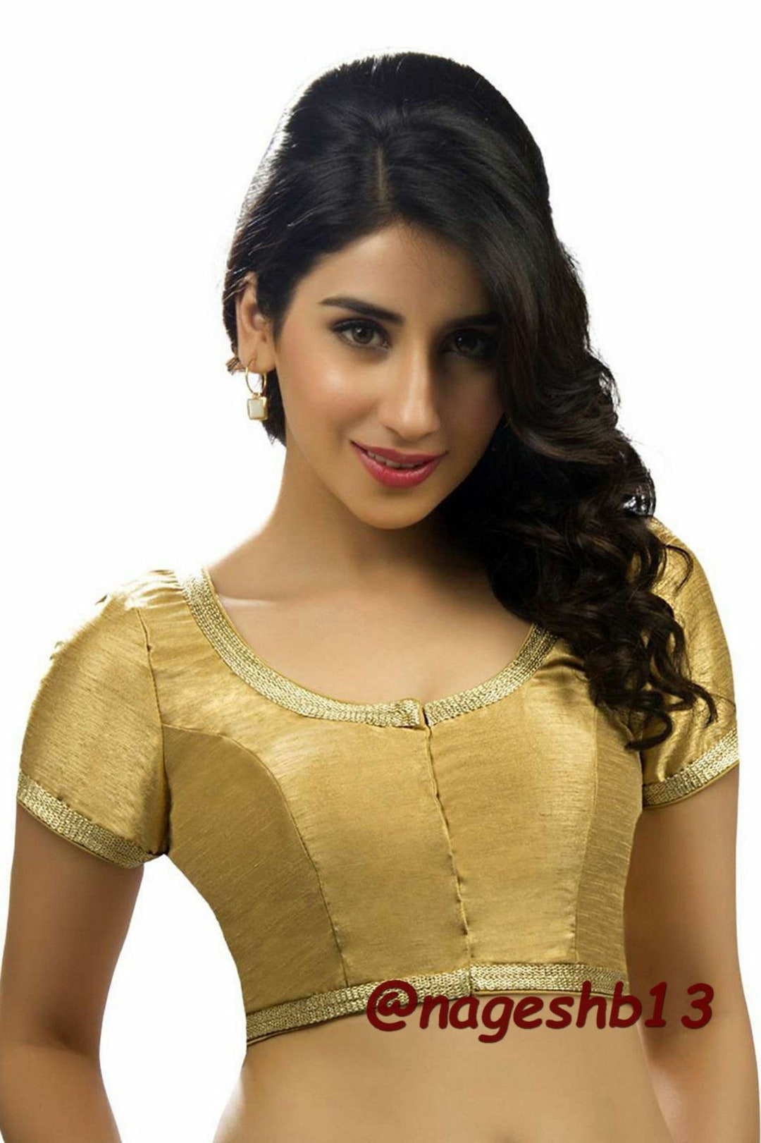 Readymade Golden Small Sleeves Saree Blouse, Readymade Blouse, Women's ...