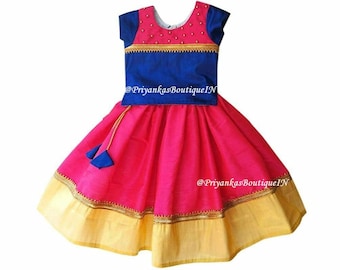 Pink Readymade Lehenga Choli Set, Ready To Wear Ethnic Wear Kids Lehenga, Festive Wear, New Born baby Pavadai Set, Girls Lehenga Choli