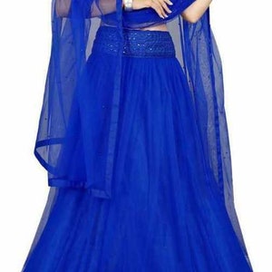 Blue Sequin Lehenga Choli Set, Ready To Wear Ethnic Wear Kids Lehenga, Festive Wear, New Born baby Pavadai Set, Girls Lehenga Choli