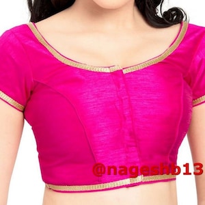 Ready To Wear Pink Dupion Silk Saree Blouse ,Readymade Saree Blouse, Women&#39;s Sari Blouse, Indian Blouse, Short Top,Crop Top