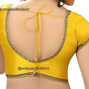 Yellow Dupion Silk Saree Blouse, Readymade Blouse, Ethnic Women&#39;s  Sari Blouse, Indian Blouse, Indian Crop Top, Choli