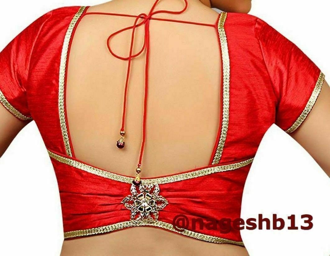 Red Dupion Silk Saree Blouse with Short Sleeves , Readymade Saree Blouse, Women's Sari Blouse, Indian Blouse, Short Top,Crop Top